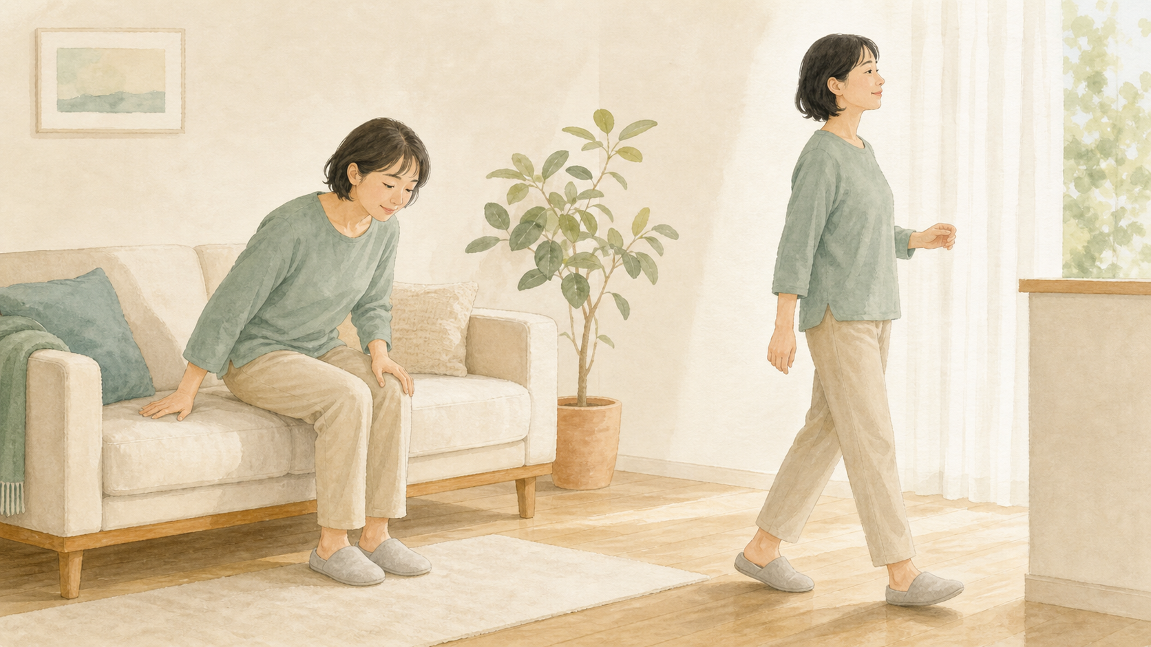 無理のない範囲で少しずつ身体を動かす様子をイメージしたイラスト